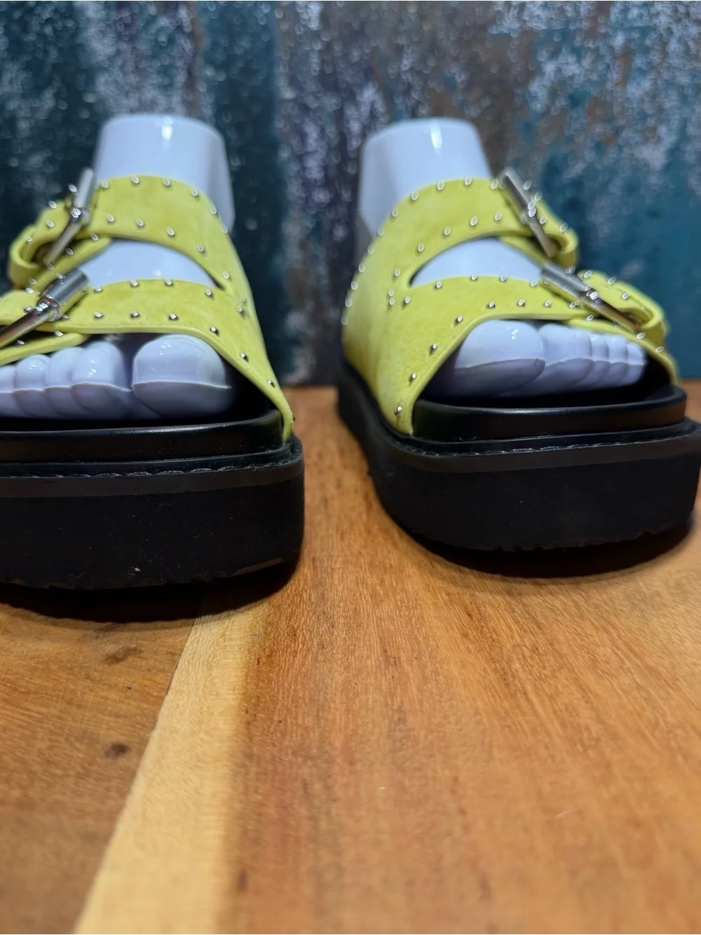 Marc Fisher LTD Dopamine Dressing Agusta Studded Slides Light Green Size 6